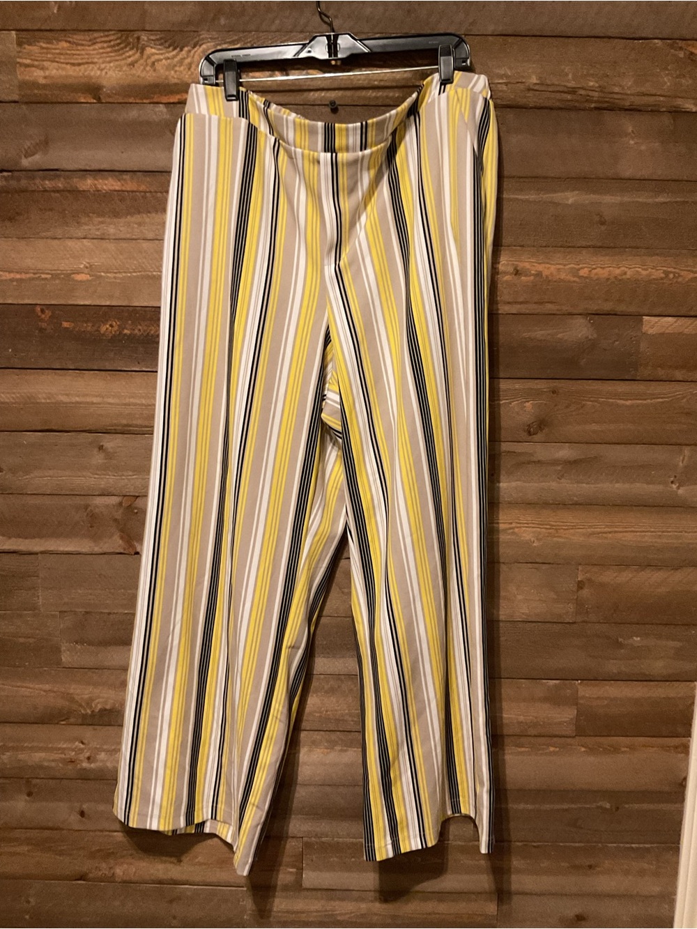 CATO Yellow White Tan And Black Stripe Pull On Dress Pants Women’s Size 18/20W